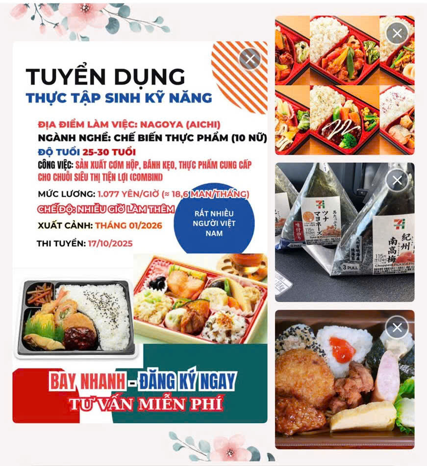 *Tuyển Gấp Thực Tập Sinh Chế Biến Thực Phẩm* tháng 10 -2025