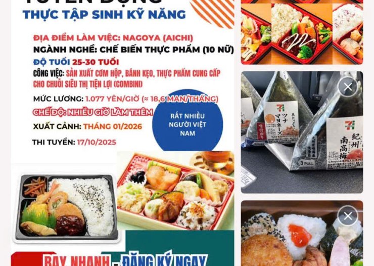 *Tuyển Gấp Thực Tập Sinh Chế Biến Thực Phẩm* tháng 10 -2025