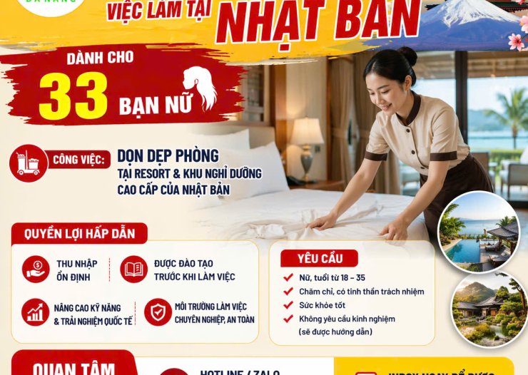 ✨ CƠ HỘI VIỆC LÀM TẠI NHẬT BẢN DÀNH CHO 33 BẠN NỮ ✨