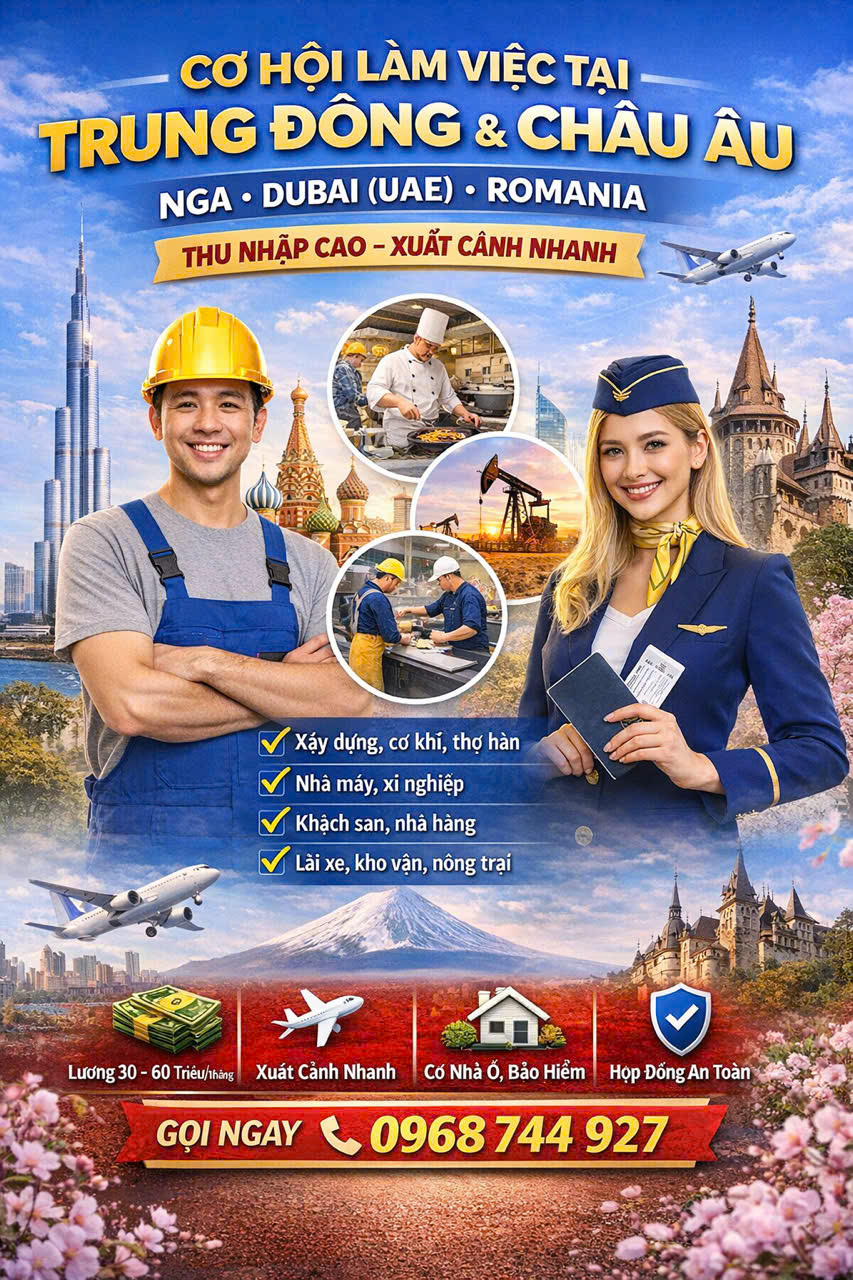 XUẤT KHẨU LAO ĐỘNG QUỐC TẾ NHẬT BẢN – TRUNG ĐÔNG VÀ CHÂU ÂU
